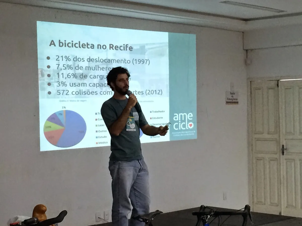 Daniel apresentando dados e pesquisas